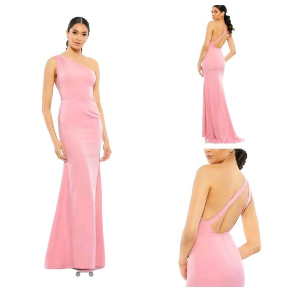 New MAC DUGGAL 26266 Rose Pink One Shoulder Jersey Mermaid Gown Women's (6)-$298 - Picture 1 of 12